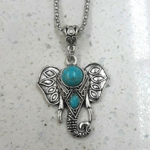 Boho Turquoise Elephant Pendant Necklace 🐘✨